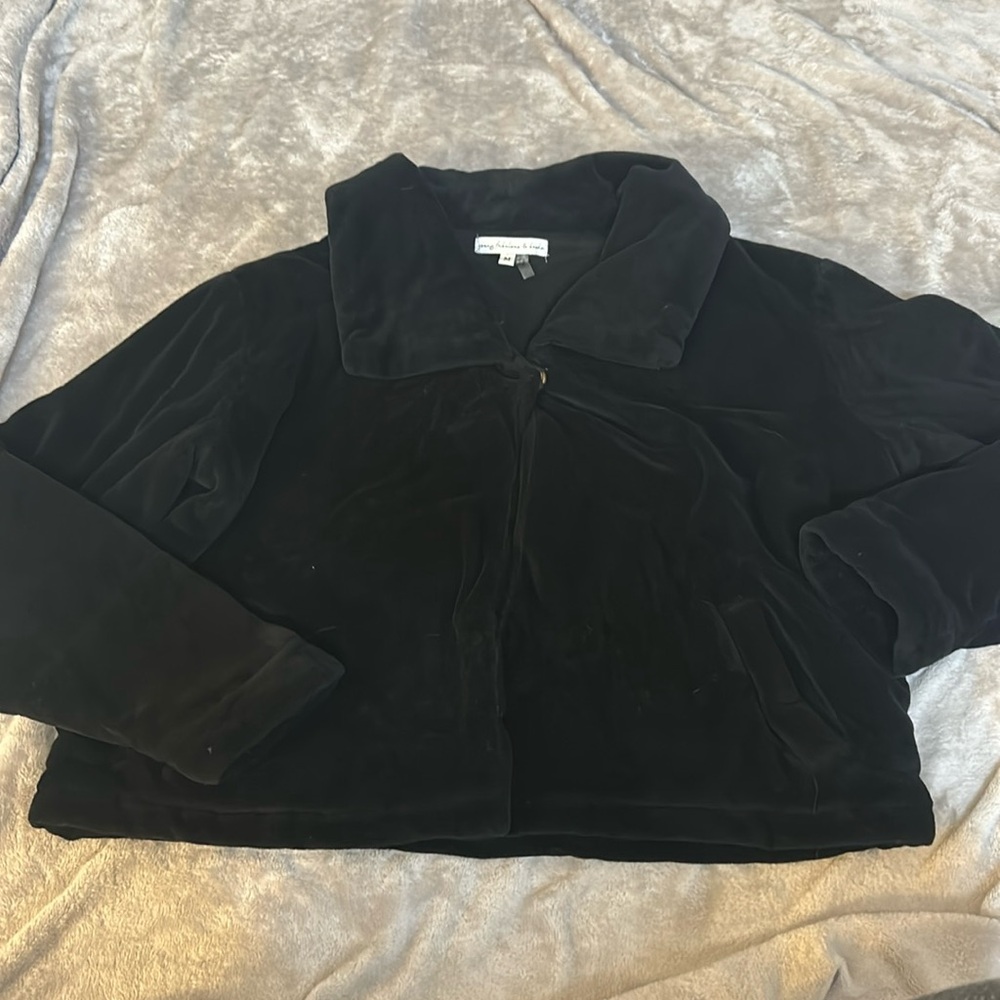 YFB black cropped teddy jacket